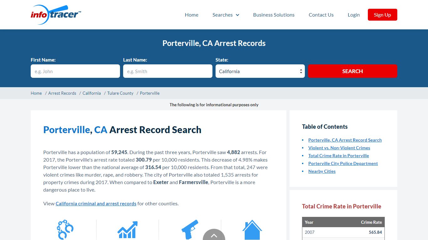 Find Porterville, CA Arrest Records Online - InfoTracer