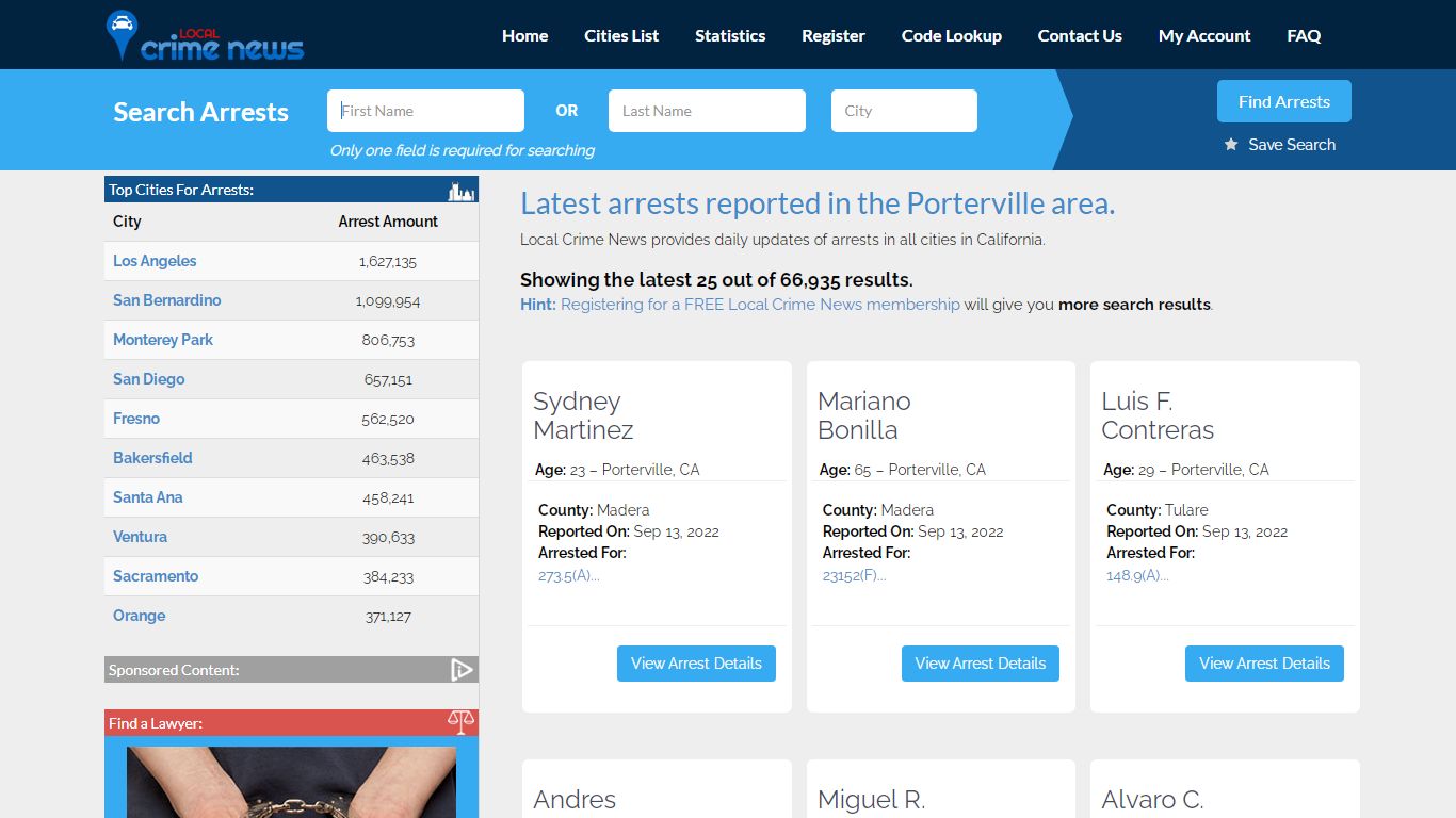 Porterville California Arrest Records | Local Crime News